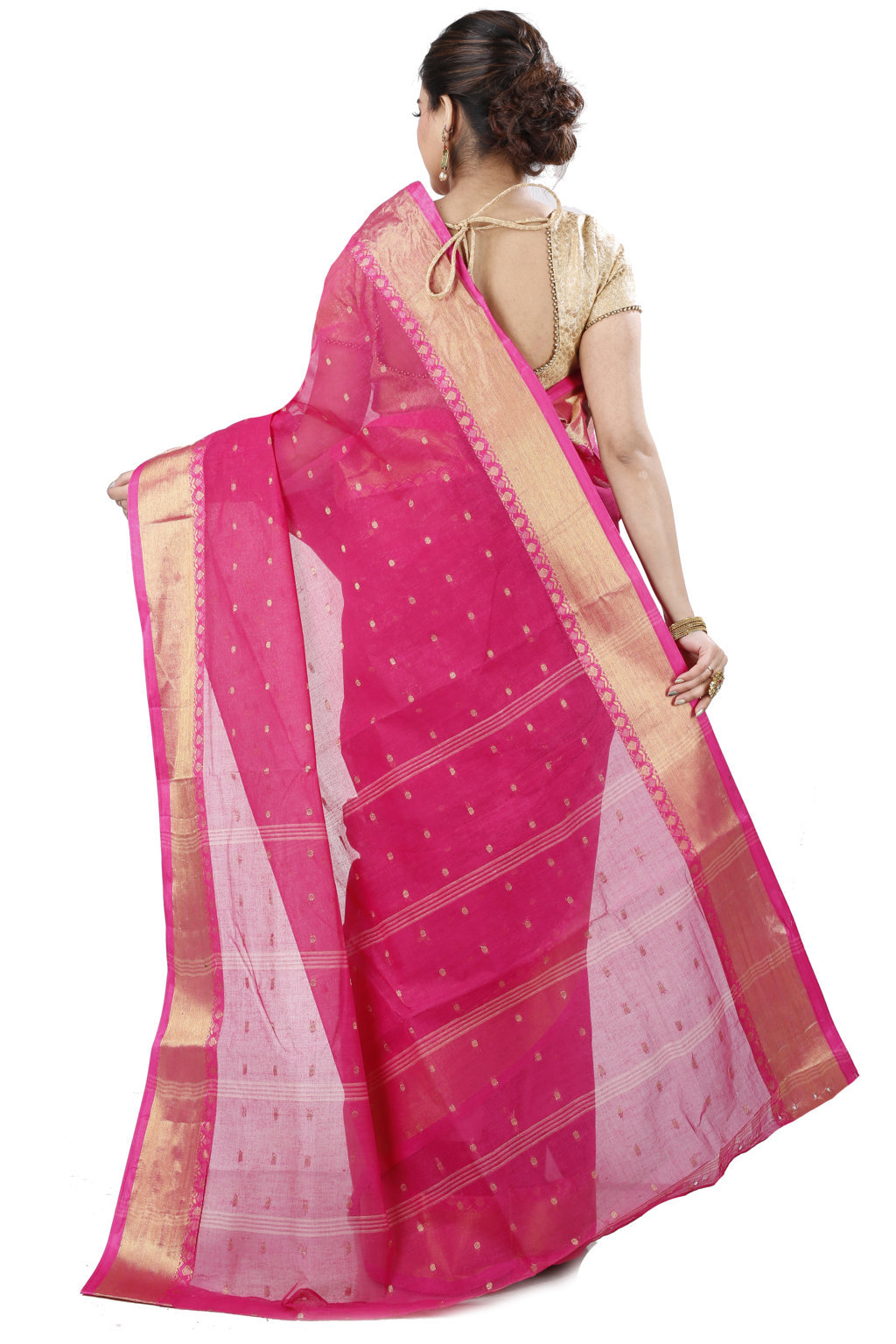 Pink Pure Cotton JoriPar Tant Saree (5174)
